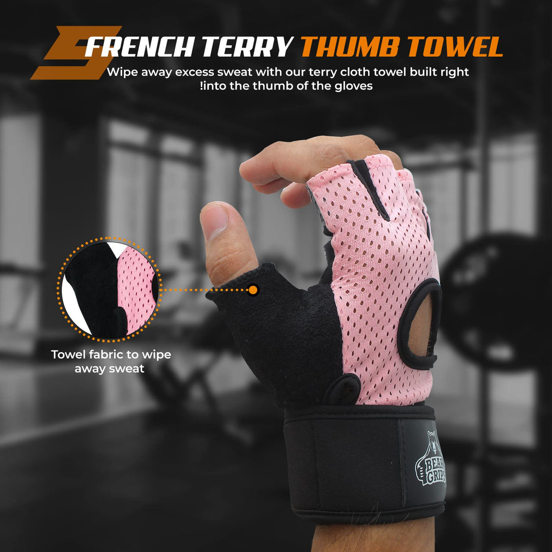 Bear Grips Weight Lifting Gloves for Men & Women | Half Finger Lifting Gloves | Full Finger Workout Gloves for Men | No Finger Exercise Gloves l Compression Weightlifting Gloves | Gym Gloves for Men