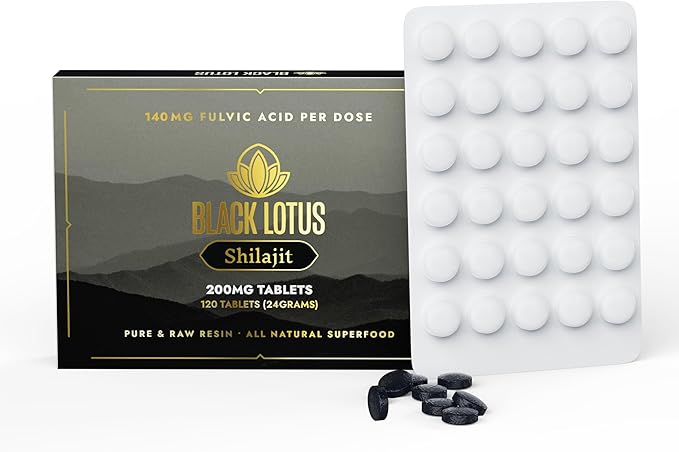 Resin Tablets, 120 Count, 200mg Each, 100% Pure Natural Shilajit for Men & Women with Amino Acids, 140mg Fulvic Acid, 85 Ionic Trace Minerals, for Immune Support, Focus, Energy