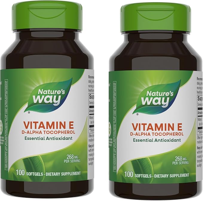 Nature's Way Vitamin E, D-Alpha Tocopherol, Essential Antioxidant, Helps Neutralize Free Radicals*, 268 mg per Serving, 100 Softgels (Packaging May Vary) - 2 Pack