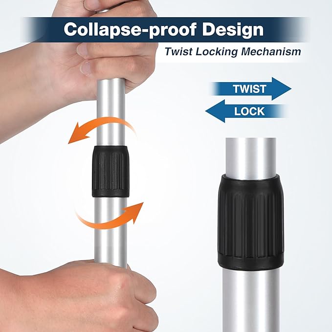 REDCAMP Aluminum Adjustable Camping Tarp Poles, Extra Tall Portable Canopy Poles, 41in to 126in Telescoping Heavy Duty Tent Poles for Shelter, Hammock Rain Fly, Awning, (Silver, Set of 2)