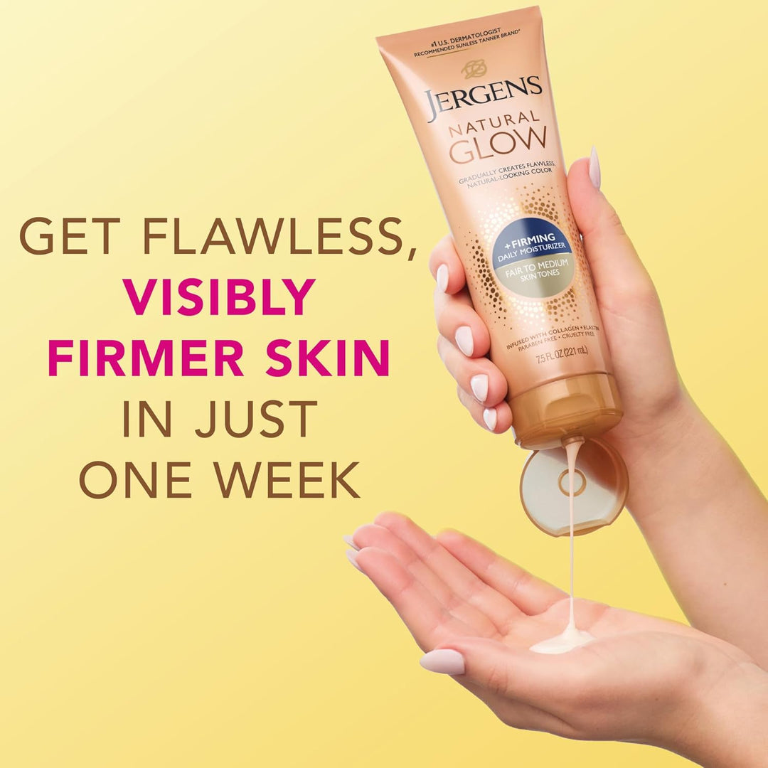 Jergens Natural Glow Firming Self Tanner Lotion | Fair to Medium Skin | 7.5 Fl Oz