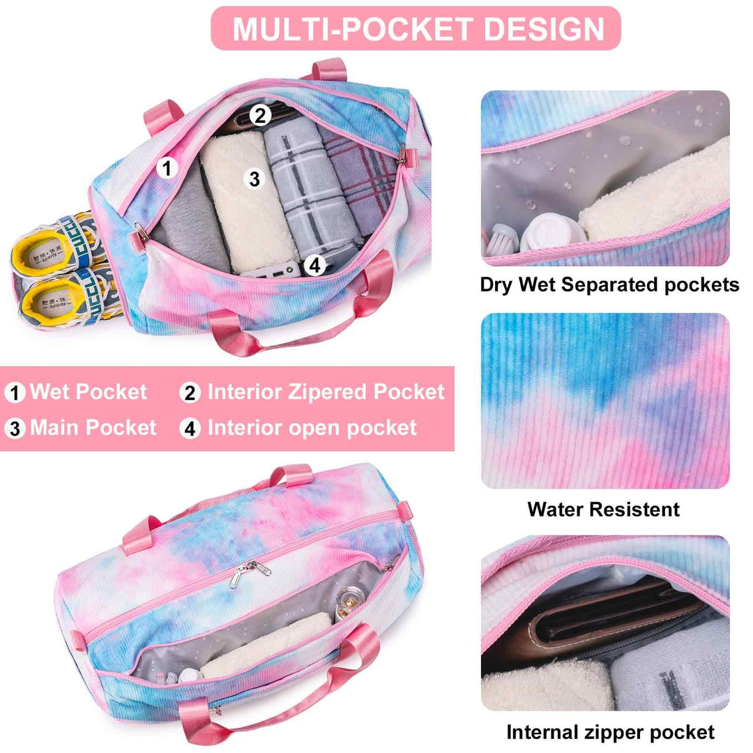 BLUBOON Duffle Bag Girls Kids Cute Gym Bag with Shoes Compartment & Wet Separation Waterproof Sports Overnight Travel Bag