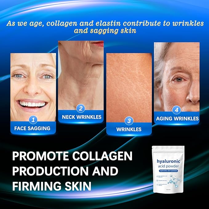 2 Pcs Hyaluronic Acid Powder, Cosmetic Grade Water Soluble Hyaluronic Hydrating for Face Anti-Aging Skincare, DIY Face Serum and Mask.