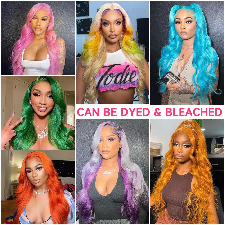 613 HD Lace Frontal Wig 13x6 200 Density, Blonde Lace Front Wigs Human Hair, Pre Plucked Bleached Knots with Baby Hair Natural Hairline Body Wave 613 Lace Front Wig Human Hair (28 Inch)