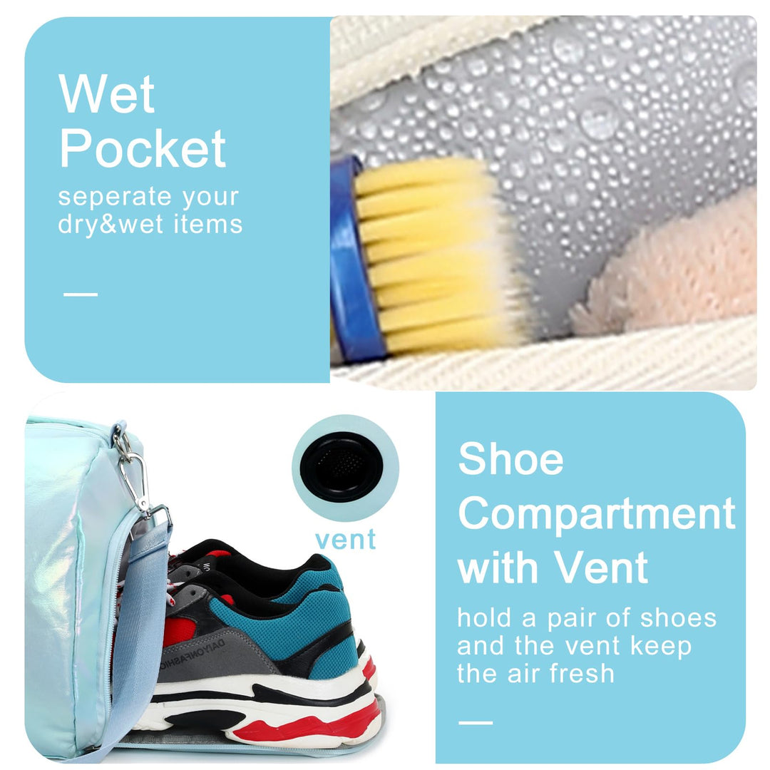 BLUBOON Duffle Bag Girls Kids Cute Gym Bag with Shoes Compartment & Wet Separation Waterproof Sports Overnight Travel Bag