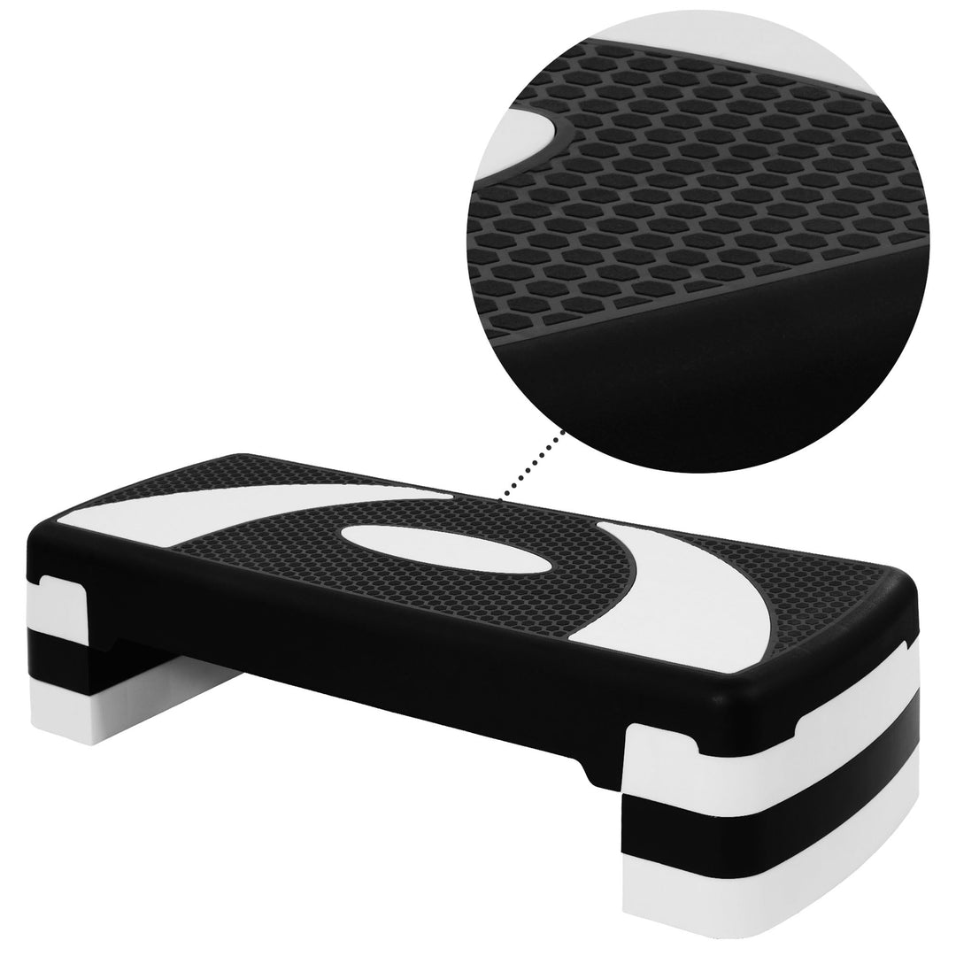 BalanceFrom Fitness Lightweight Portable Adjustable Height Workout Aerobic Stepper Step Platform Trainer with Raisers, Black/White