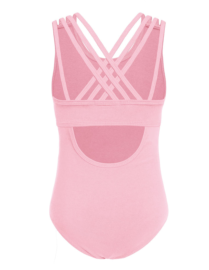 Arshiner Ballet Leotards for Girls Dance Outfits Crisscross Straps Sleeveless Camisole Tank Bodysiuts Pastel Pink 9-10 Years
