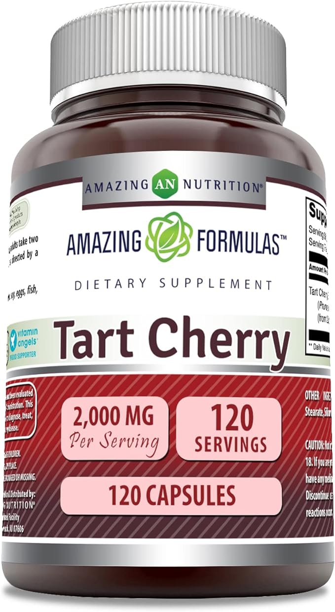 Amazing Formulas Tart Cherry Supplement | 2000 Mg Per Serving | Capsules Supplement | Non-GMO | Gluten Free | Made in USA (1 Pack, 120 Count)