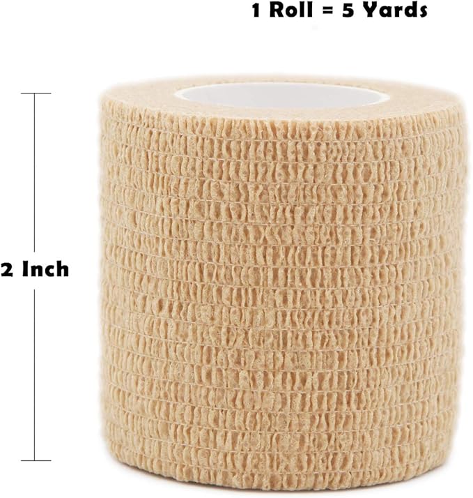 First Aid Self Adherent Cohesive Bandages, First Aid Tape Cohesive Wrap Bandage, Colorful Bandages(2 inches x 5 Yards,12 Packs,Colorful)