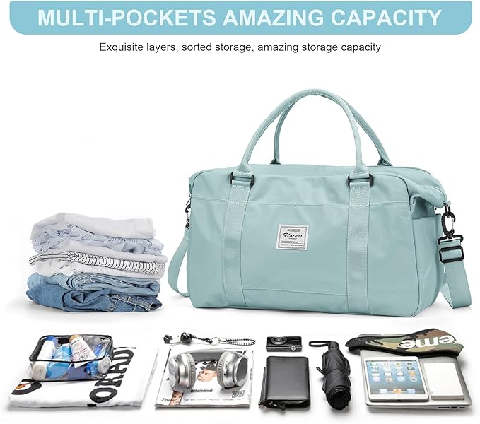 Travel Duffel Bag,Sports Tote Gym Bag,Shoulder Weekender Overnight Bag for Women