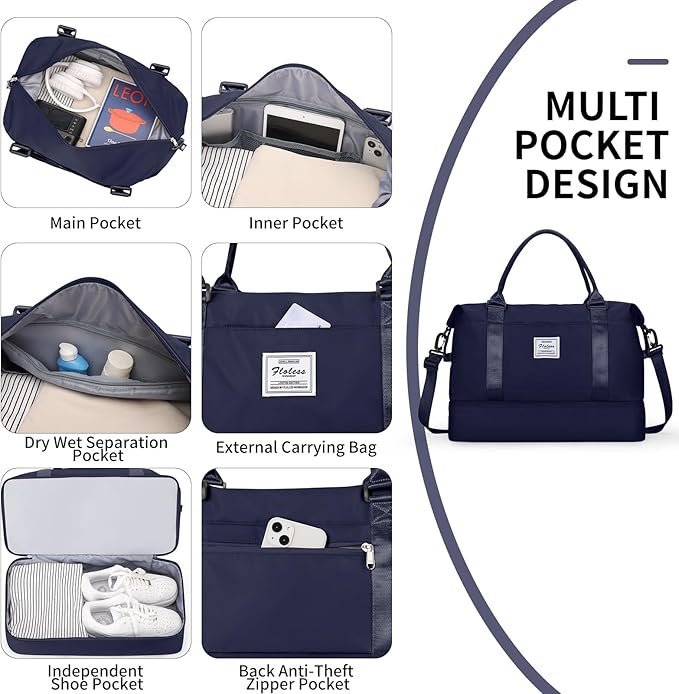 Travel Duffel Bag,Sports Tote Gym Bag,Shoulder Weekender Overnight Bag for Women