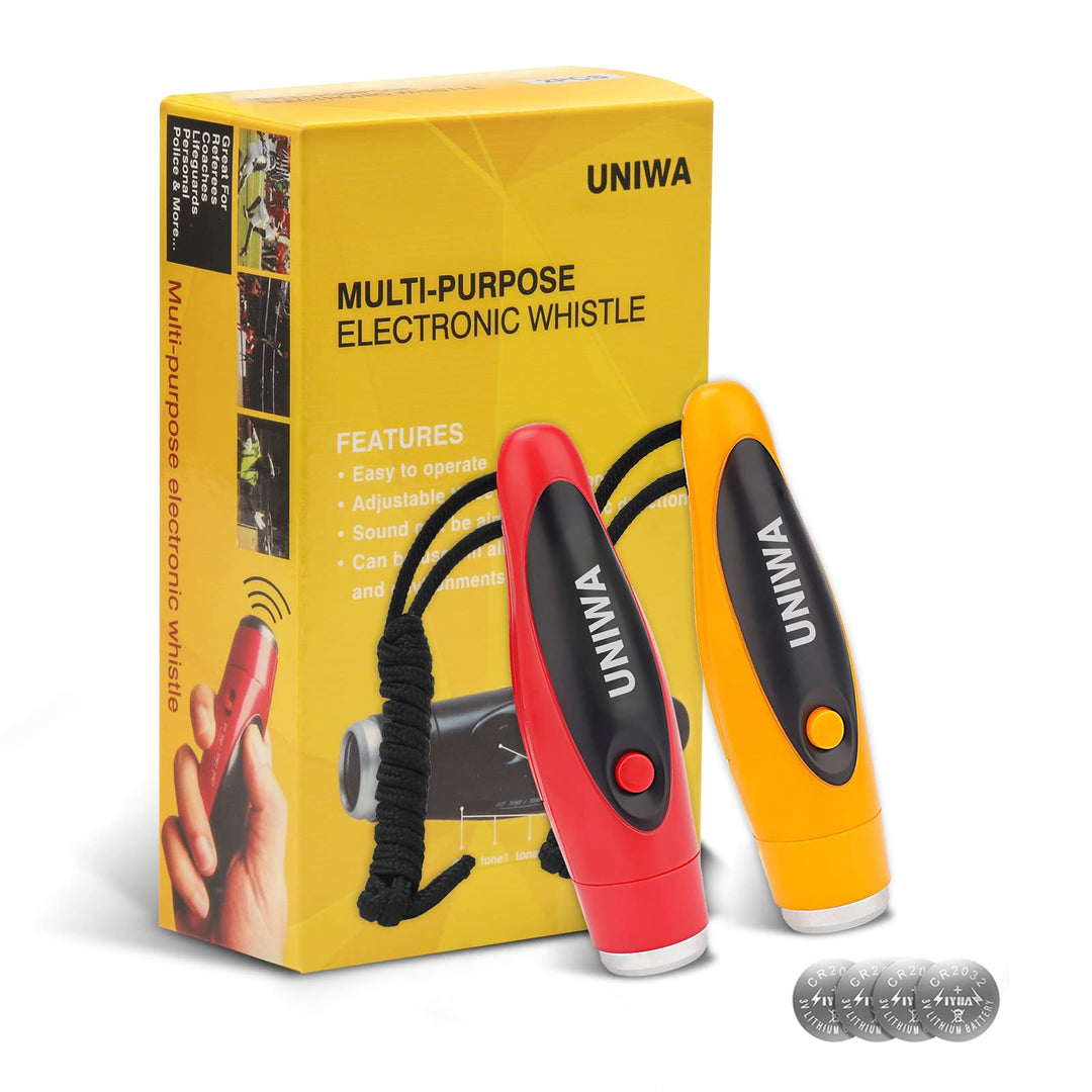 UNIWA Electronic Whistles, 2 Pack Handheld 3 Tone High Volume Electric Whistle with Lanyard for Teacher Coach Referee, Loudest Emergency Whistle Volleyball Soccer Sports Whistle