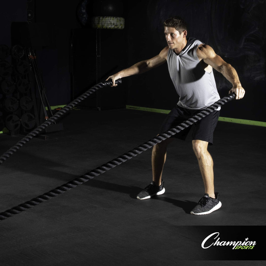 Champion Sports RPT1540 Heavy Training Rope: Rhino Poly Strength & Conditioning Heavy Gym Battle Ropes - Cardio, Cross Training, Weight Training & Crossfit - 1.5" x 40'