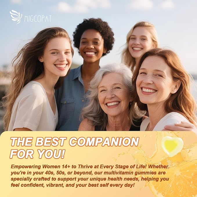 Multivitamin Gummies for Women w/Omega-3, Inositol, Folate, Biotin, Women Multivitamin Gummy w/Vitamins A, C, D3, E, B12 for Heart, Brain, Energy, Immune, Sugar Free, Orange Flavor, 60 Ct