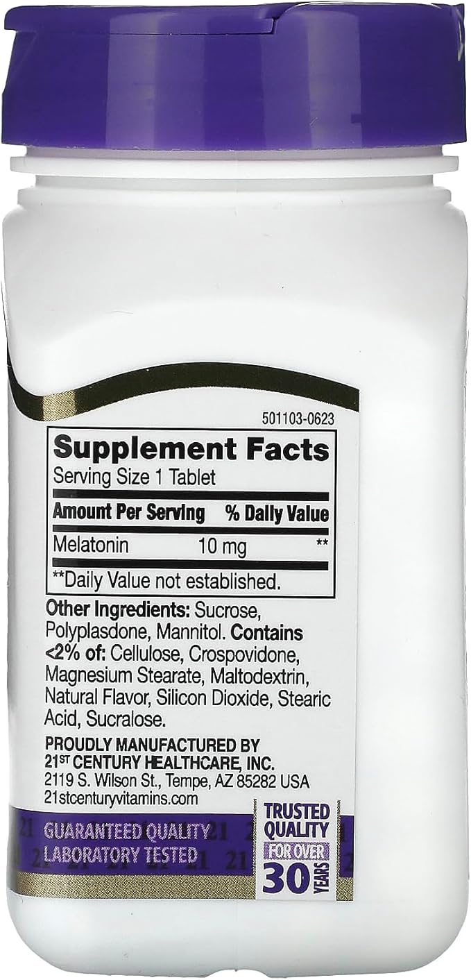 21st Century Extra Strength Melatonin, Quick Dissolve, Cherry, 10 mg, 360 Tablets