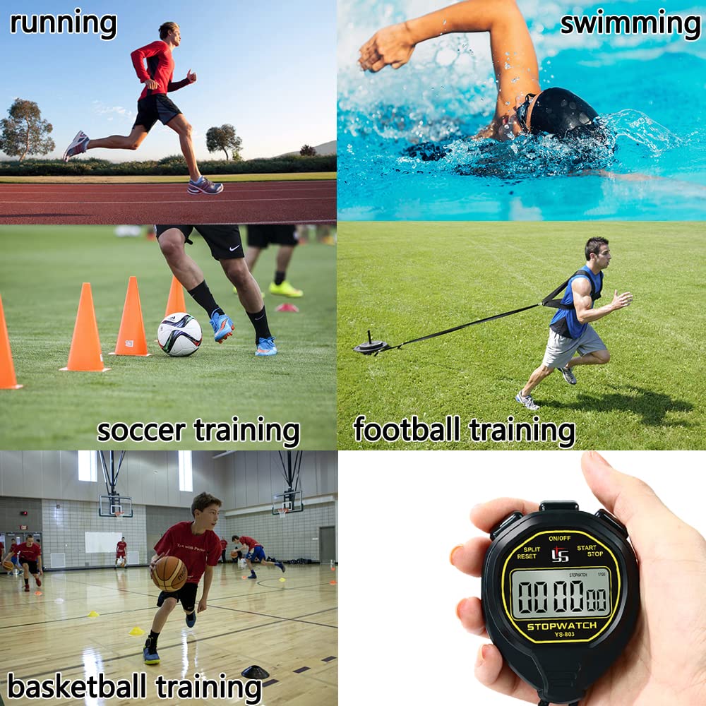 FCXJTU Digital Waterproof Stopwatch, No Bells, No Whistles, Simple Basic Operation, Silent, Clear Display, ON/Off, Large Display for Swimming Running Training Kids Coaches Referees Teachers (Black)
