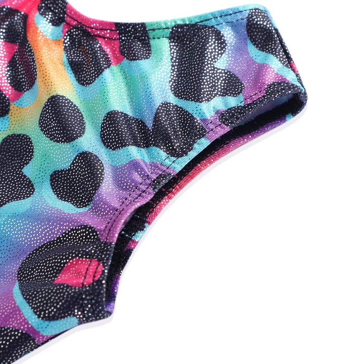 DAXIANG Leotards for Girls Gymnastics with Shorts Leopard Dance Unitards Biketards Pink Purple