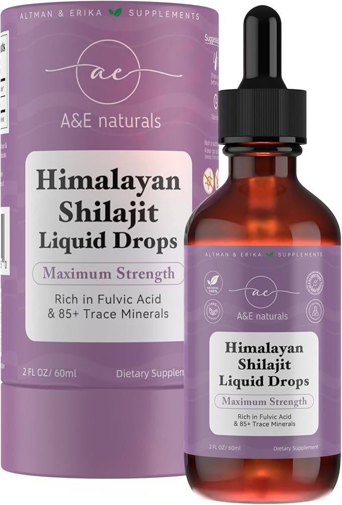 Altman & Erika’s A&E Naturals - Himalayan Shilajit Resin Mineral Drops | Natural, Organic |Detox, Cleanse, Immune Support, Brain Booster, and Energy | Fulvic Acid and Trace Minerals | 2 FL OZ