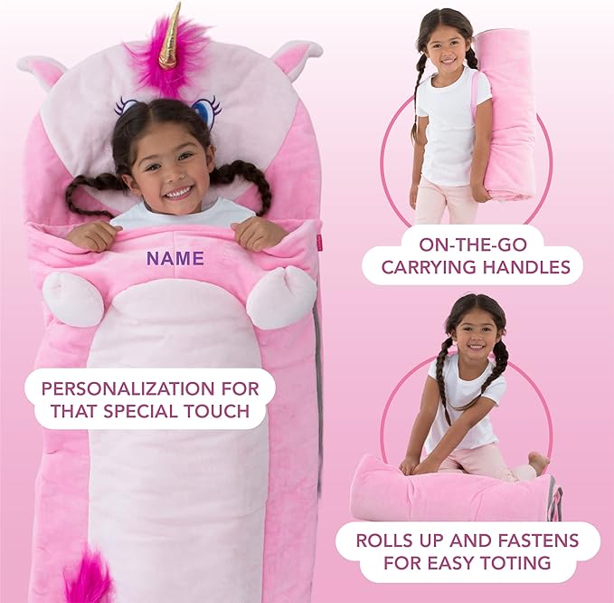 Bixbee Kids Sleeping Bag, Soft Sleepy Sack for Kids & Toddlers | Easy Roll Up Design for School, Daycare + Naptime, 60 x 22 Inches | Cozy Slumber Bag w Lining for Girls + Boys