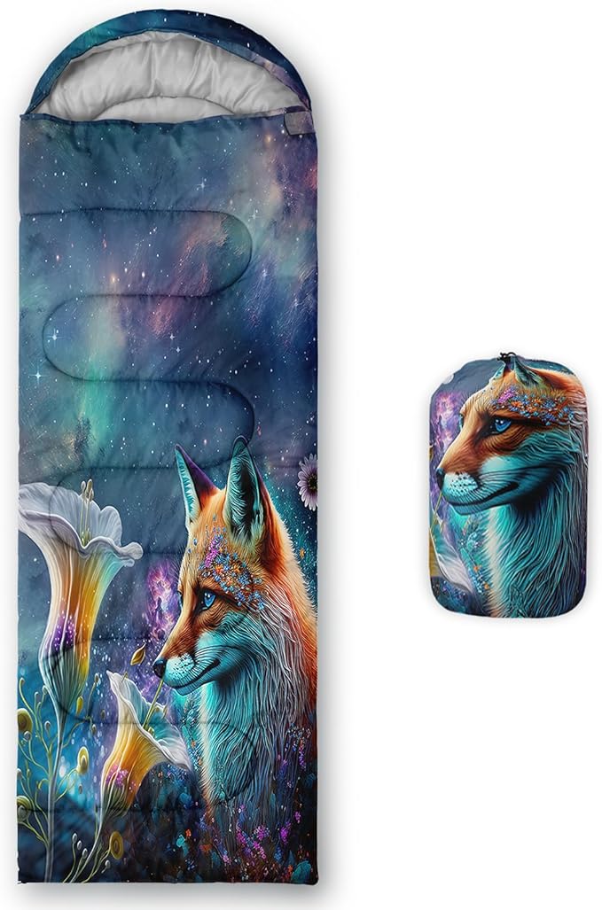 AILONEN Kids Floral Cat Camping Sleeping Bags,Lightweight & Waterproof,3 Season Warm & Cool Weather,Kawaii Kitten Sleeping Bags for Girls Adults,Travelling,Outdoors