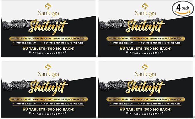 30,000 MG Shilajit Tablets, 100% Shilajit Pure Tablets 240 Counts - Shilajit Himalayan Organic Rich in Fulvic Acid & 85+ Trace Minerals, Shilajit Resin Supplement for Energy & Immune System