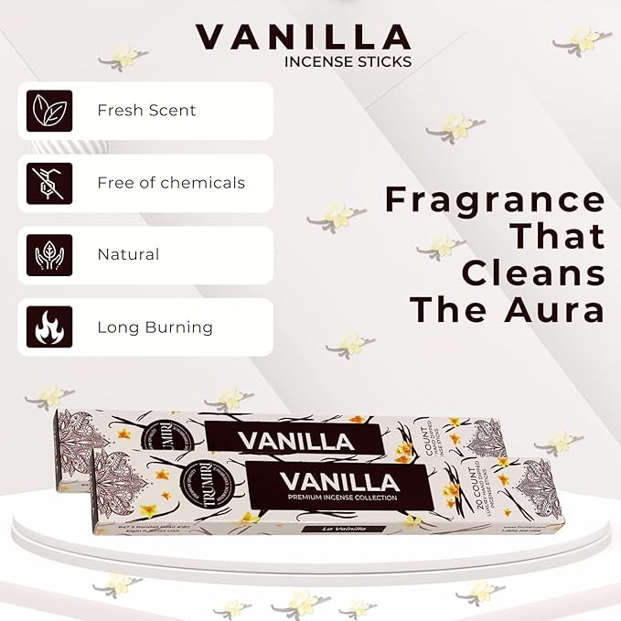 Vanilla Incense Sticks - Total 40 Insence-Sticks - Dual Pack of 20 Insense - Inciensos - Inscents - Natural Non Toxic Ingredients - Incents - Incence - Inscense - Insents