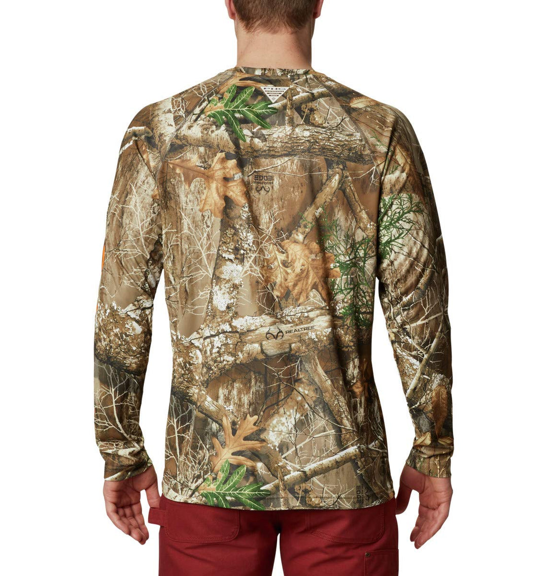 Columbia Men's PHG Super Terminal Shot Long Sleeve, Realtree Edge/Blaze Logo, XX-Large