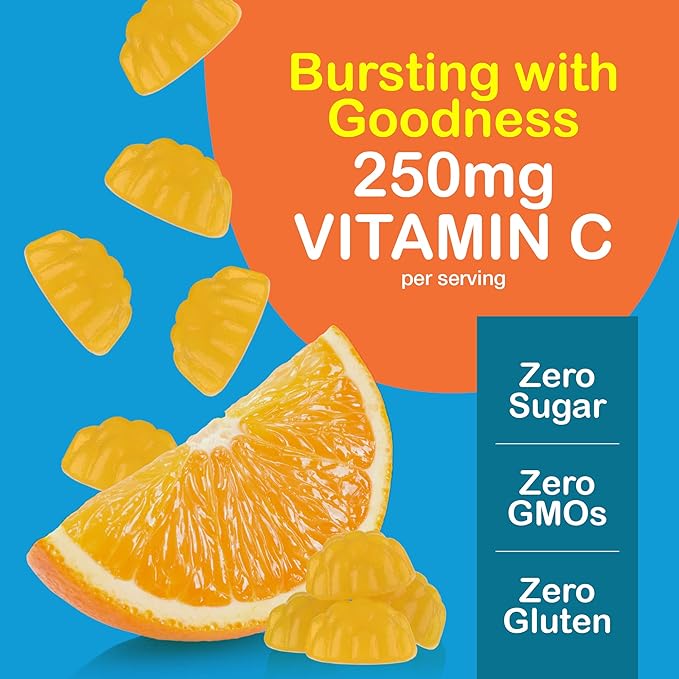 Yum-Vs - Zero Sugar Vitamin C Gummies for Adults & Kids - 250 mg VIT C Immune Support Gummy Vitamins - Sugar Free Chewable Vitamin C Gummy Supplement - High Potency Vegetarian Vitamin C Boost (60)