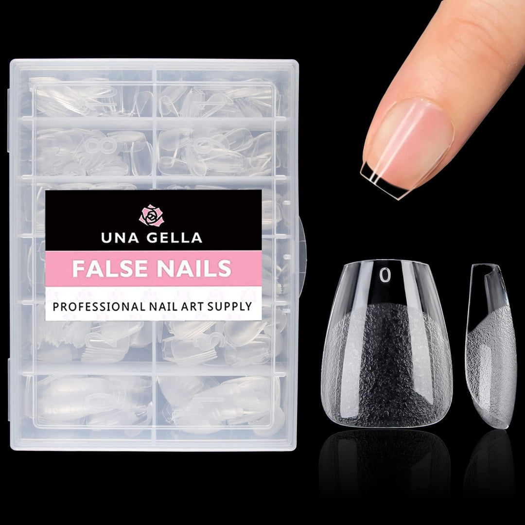 UNA GELLA 504PCS Extra Short Gel Nail Tips Coffin Shape - Pre Etched Glue On Fake Nails No C Curve For Women Acrylic Press On Nail Extension Full Cover At Home