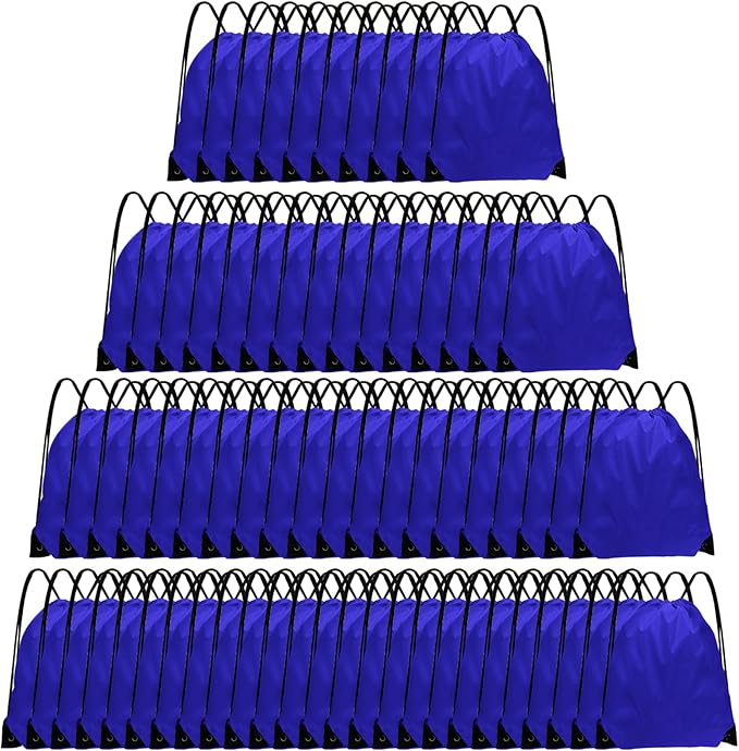 Drawstring Backpack Bulk 70Pcs String Backpack Drawstring Bags Cinch Bag Sackpack for Men Women Gym(Navy Blue)