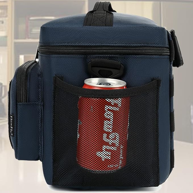 FlowFly Lunch Bag, Insulated Cooler, Thermal Lunch Box Tote with MOLLE/PALS Webbing, Adjustable Padded Shoulder Strap, for Tactical Men Women Adults and Boys Girls Kids (Cyan, Medium)