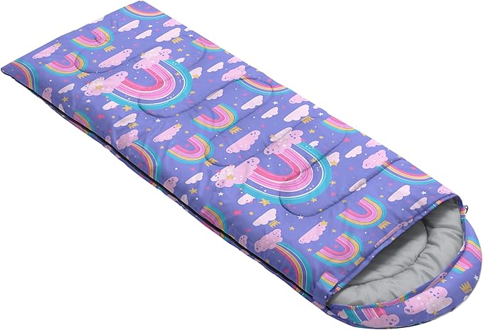 AILONEN Kids Floral Cat Camping Sleeping Bags,Lightweight & Waterproof,3 Season Warm & Cool Weather,Kawaii Kitten Sleeping Bags for Girls Adults,Travelling,Outdoors