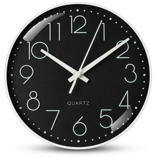 Aolso 8 inch Wall Clock Silent & Non Ticking, Battery Operated Round Wall Clock, Modern Quartz Design Decorative Indoor Kitchen Office (White