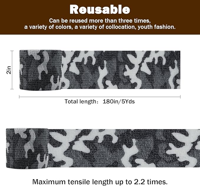 Bandages First Aid Tape - Cohesive Wrap (2-Inch, Camouflage-B)