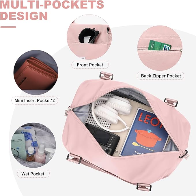 Travel Duffel Bag,Sports Tote Gym Bag,Shoulder Weekender Overnight Bag for Women