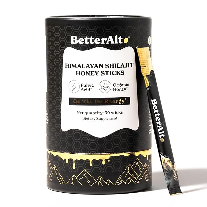 Better Alt Pure Himalayan Shilajit Sticks with Organic Honey, Saffron | Easy to Consume Shilajit| 30 Sticks for Energy Boost & Immune Support, 85+ Trace Minerals, 75%+ Fulvic Acid