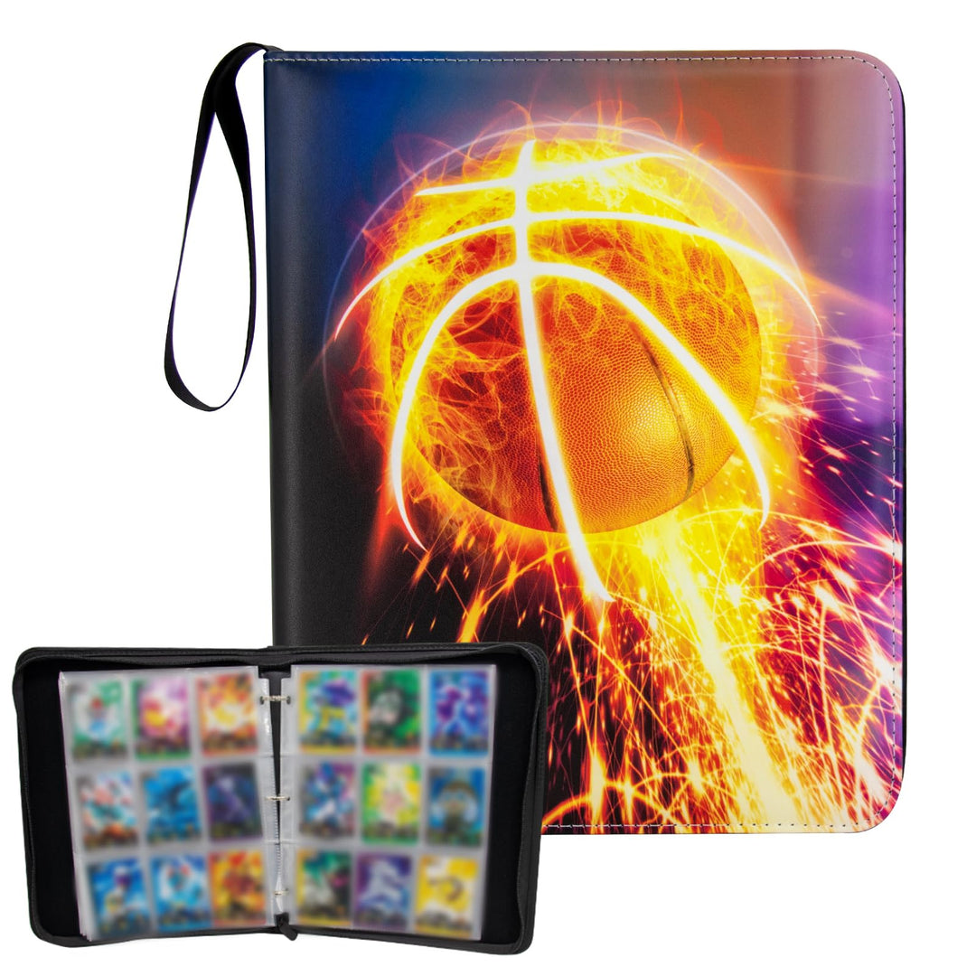 MaoKea Card Binder For Card 4-Pocket Sleeves with 440 Cards Holder,Game Collection Binder Card Holder Of Fit for TCGcard album,game card Yugioh Trading Sports Cards (9 Pocket Basketball 3)