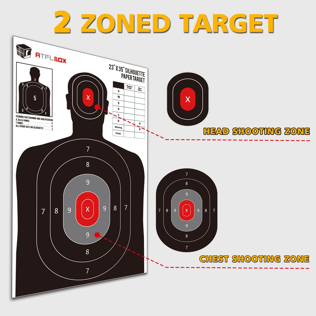 ATFLBOX Silhouette Paper Target for The Range, 23X35 inch Target Paper for Indoor and Outdoor Use, Suitable for Handguns, Pistols, Rifles, Airguns, Pellet Gun, BB Guns (25 Pack)