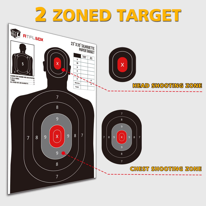 ATFLBOX Silhouette Paper Target for The Range, 23X35 inch Target Paper for Indoor and Outdoor Use, Suitable for Handguns, Pistols, Rifles, Airguns, Pellet Gun, BB Guns (25 Pack)