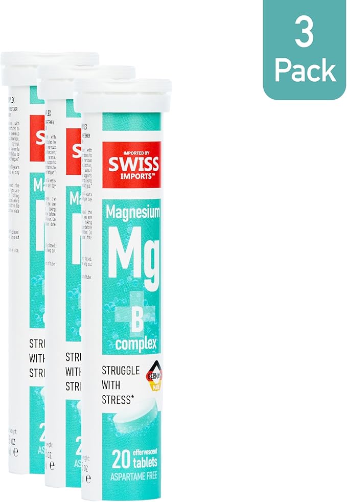 Effervescent Magnesium + B Complex Dietary Supplement, 3-Pack, 60 Tablets