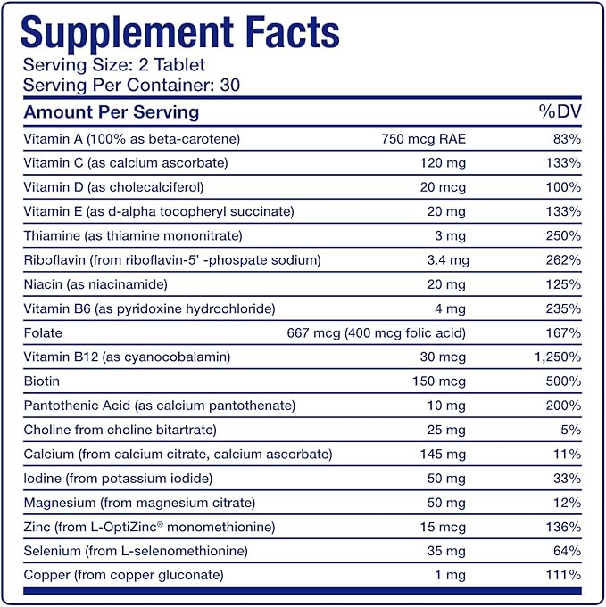 Iron Free Multivitamin for Women 50 and Over - Gentle Easy to Digest Over 50 Multivitamin for Men & Women with 30 Nutrients for Comprehensive Wellness & Immune Support - Made in The US - 30 Servings