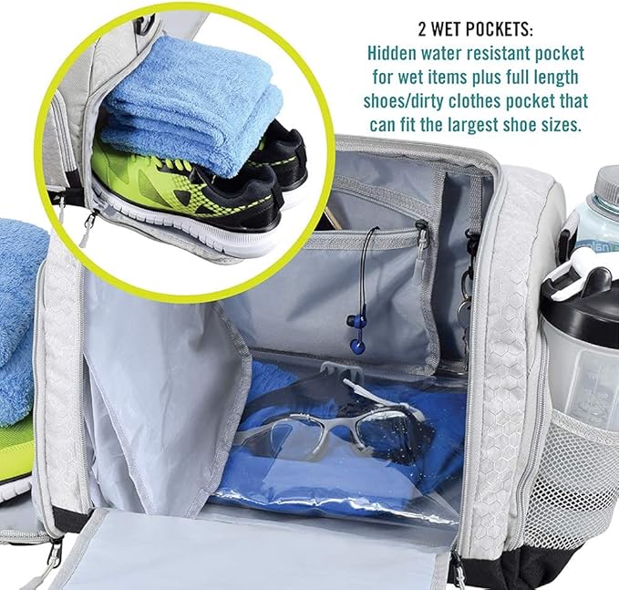 Ultimate Gym Bag 2.0: The Durable Crowdsource Designed Duffel Bag with 10 Optimal Compartments Including Water Resistant Pouch