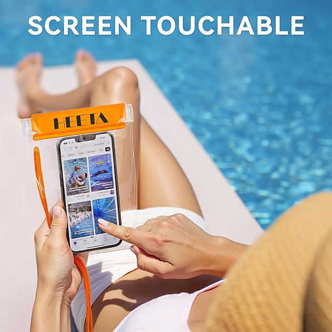 HEETA 5-Pack Clear Waterproof Dry Bag, Water Tight Cases Pouch Dry Bags for Camera Mobile Phone Maps, Kayaking Boating Document Holder