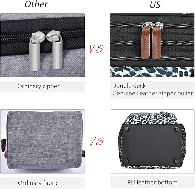 MIYCOO Lunch Bag for Women Men Double Deck Lunch Box - Leakproof Insulated Soft Large Lunch Cooler Bag, (Leopard print,15L)