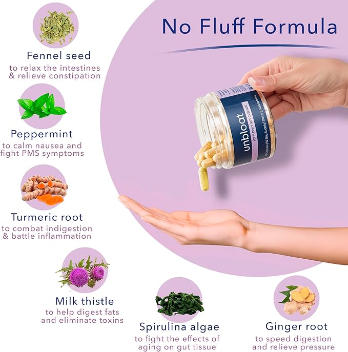 Anti-Bloat Pills for Women - Effective Bloating Relief and Digestive Support Supplement, Enhances Gut Health, No Bloat Formula with Pre and Probiotics, Debloating Supplements - 60 Count