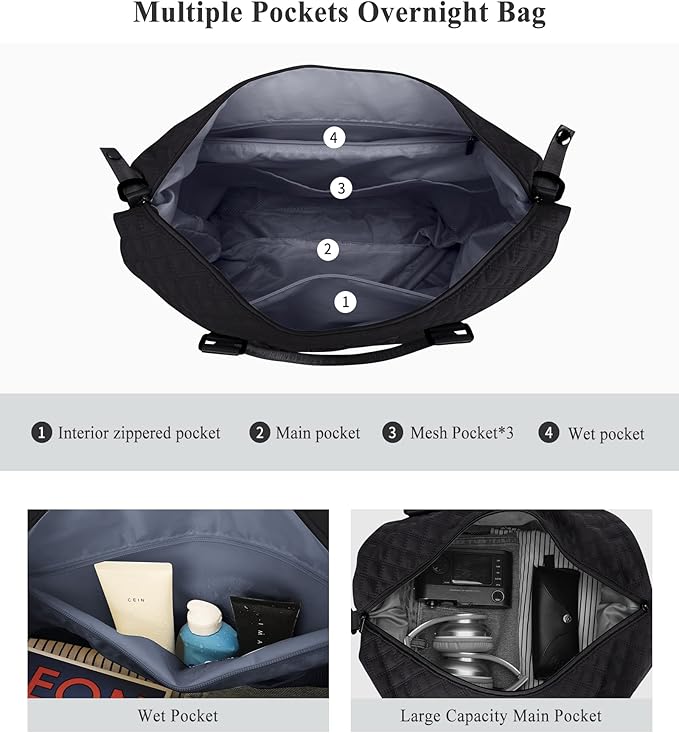 Travel Duffel Bag,Sports Tote Gym Bag,Shoulder Weekender Overnight Bag for Women