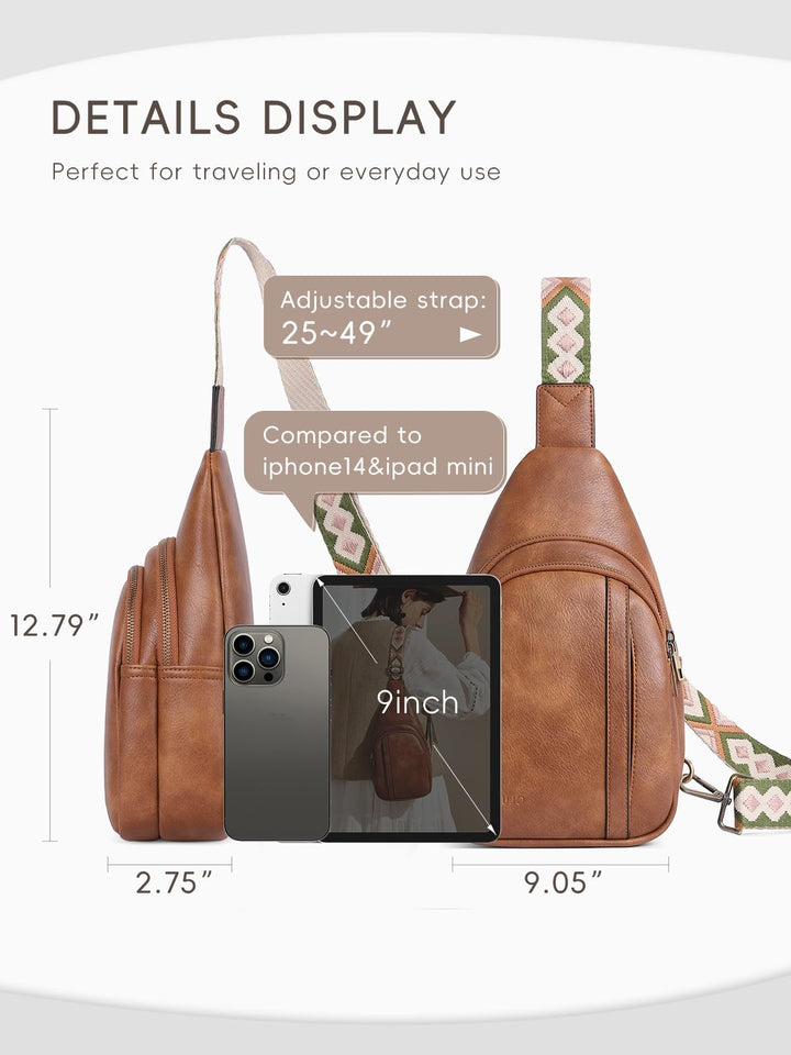 CLUCI Crossbody Bags for Women, Sling Bags for Women, Cross Body Bag for Woman, Leather Crossbody Bags for Women Sling Backpack Crossbody Bag Casual Daypack for Travel Brown