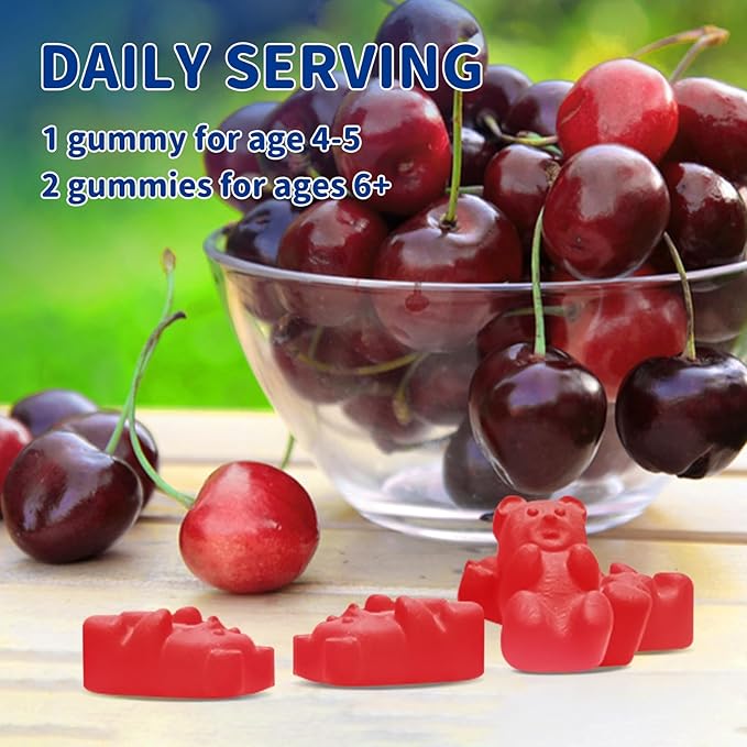 Magnesium Gummies for Kids, Magnesium Citrate Supplement for Adults & Kids, Calm Magnesium Gummies Support Sleep, Bone & Muscle Health, Nerve Relaxation, 60 Cherry Gummies