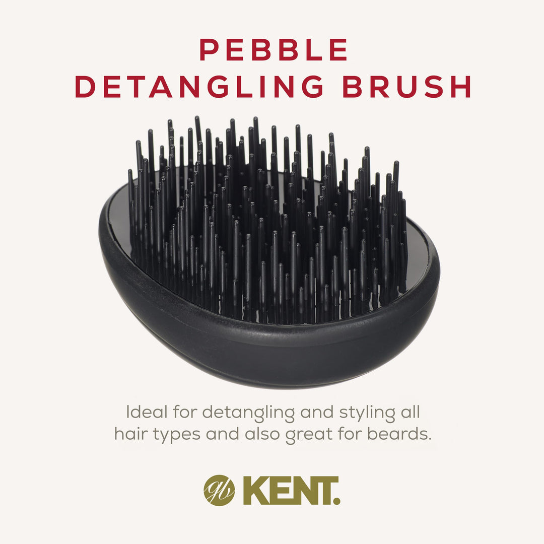 Kent PMB Black Pebble Scalp Massager Shampoo Brush, Shower and Travel Size Detangling Brush - Scalp Scrubber for Dandruff and Kids Hair Detangler - Hairbrush for Tangles