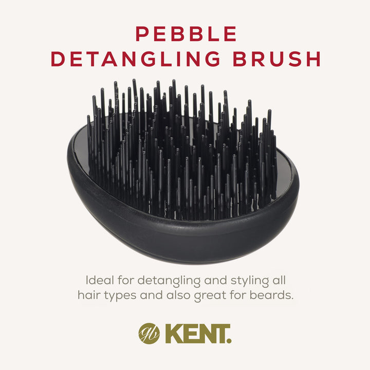 Kent PMB Black Pebble Scalp Massager Shampoo Brush, Shower and Travel Size Detangling Brush - Scalp Scrubber for Dandruff and Kids Hair Detangler - Hairbrush for Tangles